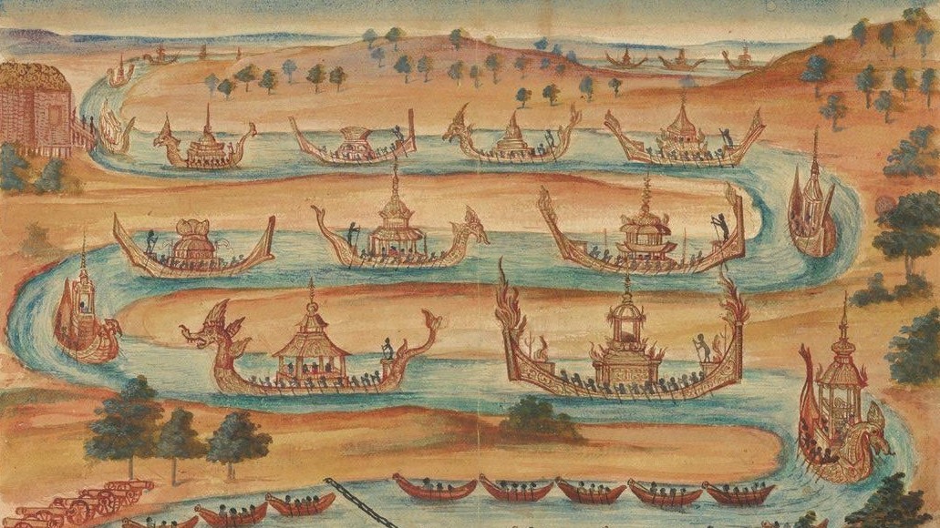 โขนหัวเรือพระที่นั่งในกระบวนพยุหยาตราทางชลมารคสมัยอยุธยา